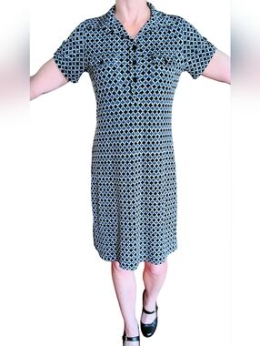 Saint Tropez West Black and White Geometric Dress